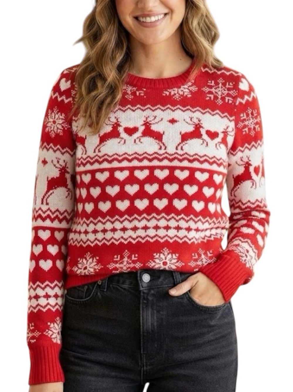 Festive Fair Isle Deer Christmas Holiday Party Sweater S Small Urban Heritage